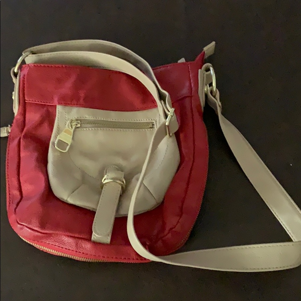 Steve Madden red and tan crossbody purse
